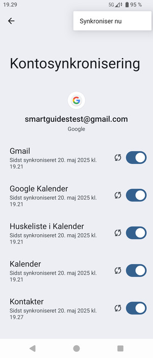 Vælg Synkroniser nu