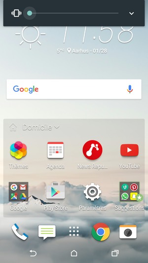 Maintenir appuyé pour passer en mode vibreur, qui est approuvé par une courte vibration