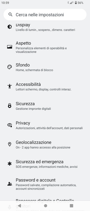 Scorri e seleziona Sicurezza