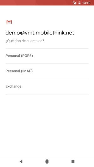 Seleccione Personal (POP3) o Personal (IMAP)