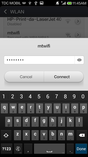 Enter the Wi-Fi password and select Connect