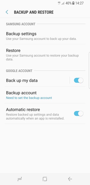 Select Backup account
