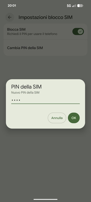Inserisci Nuovo PIN della SIM e seleziona OK