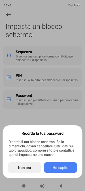 Seleziona Ho capito