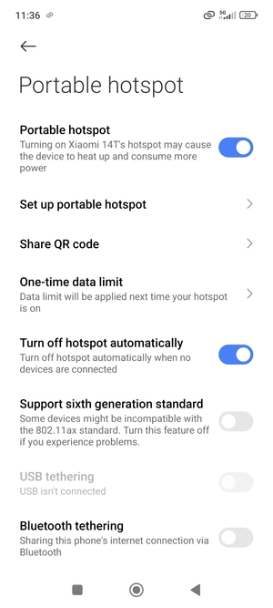 Your phone is now set up for use as a modem