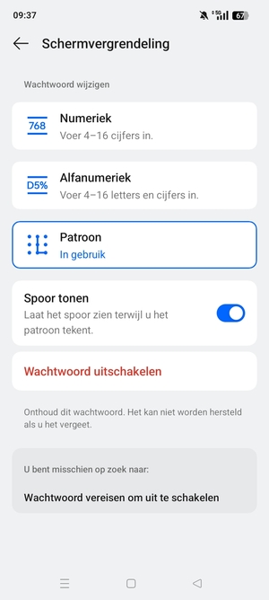 Uw telefoon is nu beveiligd met een schermvergrendeling