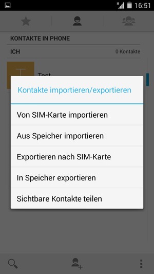 Wählen Sie Von SIM-Karte importieren