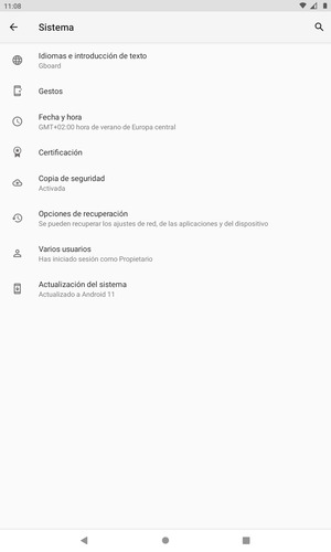 Seleccione Actualización del sistema