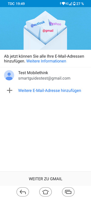 Wählen Sie WEITER ZU GMAIL