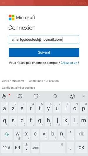 Saisissez votre adresse e-mail et sélectionnez Suivant