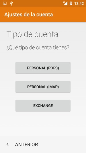 Seleccione PERSONAL (POP3) o PERSONAL (IMAP)