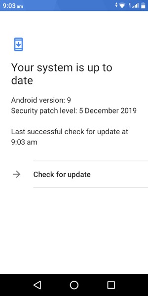 If your phone is up to date, you will see the following screen