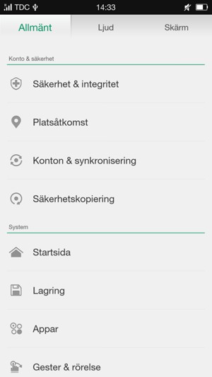 Scrolla till och välj Säkerhet & integritet
