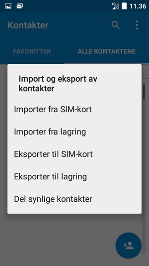 Velg Importer fra SIM-kort