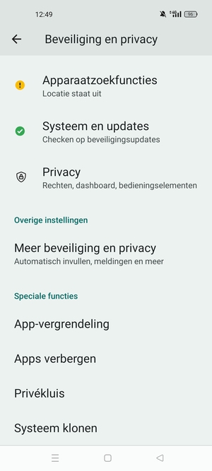 Scroll naar en selecteer Meer beveiliging en privacy