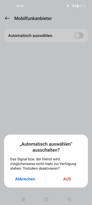 Wählen Sie AUS