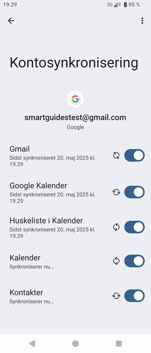 Dine oplysninger vil blive synkroniseret