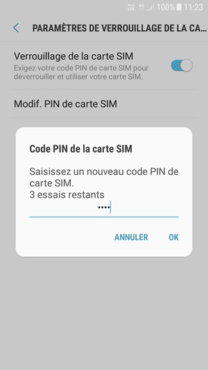 Saisissez votre Nouveau code PIN de carte SIM et sélectionnez OK