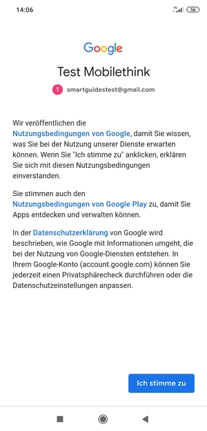 Wählen Sie Ich stimme zu