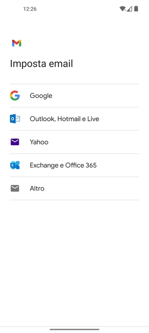 Seleziona Exchange e Office 365