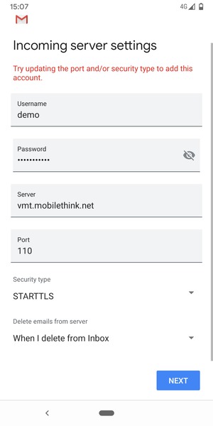 Select Security type