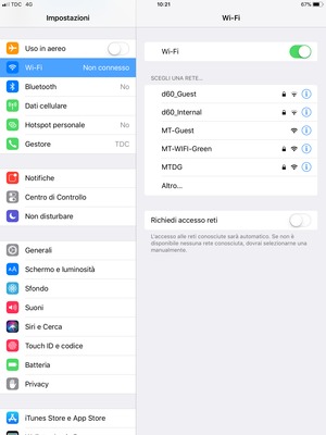 Seleziona Wi-Fi