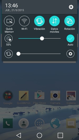 Seleccione Vibración para cambiar al modo de No molestar