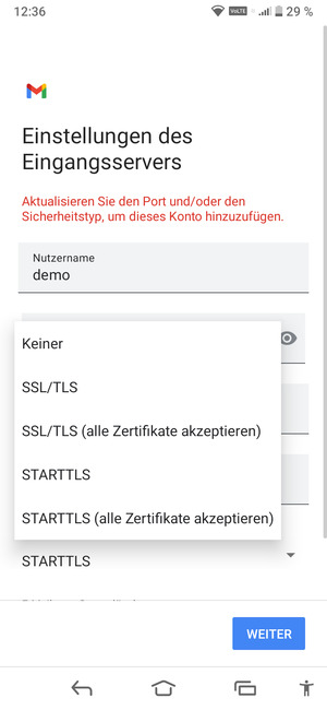 Wählen Sie Keiner und WEITER