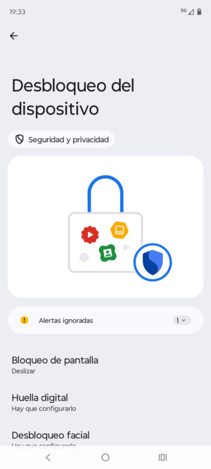 Seleccione Bloqueo de pantalla