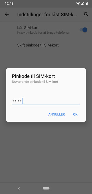 Indtast Nuværende pinkode til SIM-kort og vælg OK