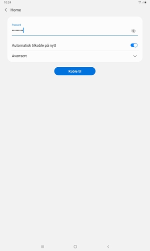 Skriv inn Wi-Fi-passord og velg Koble til