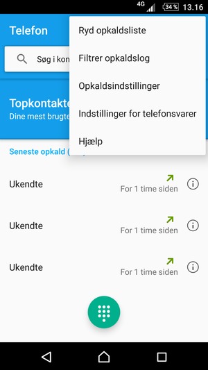 Vælg Opkaldsindstillinger