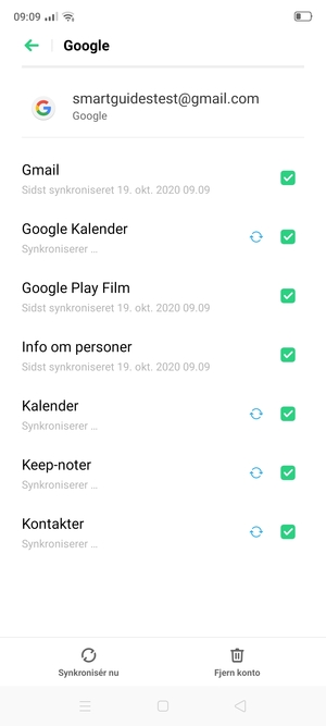 Dine oplysninger vil blive synkroniseret