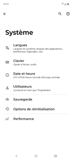 Sélectionnez Sauvegarde