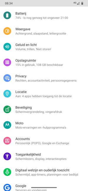 Scroll naar en selecteer Beveiliging