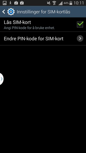 Velg Endre PIN-kode for SIM-kort