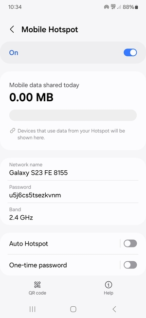 Your phone is now set up for use as a modem