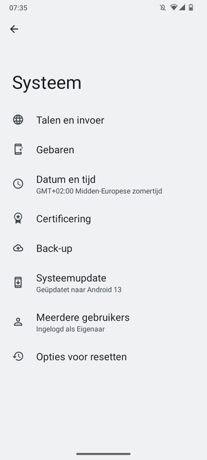 Selecteer Systeemupdate