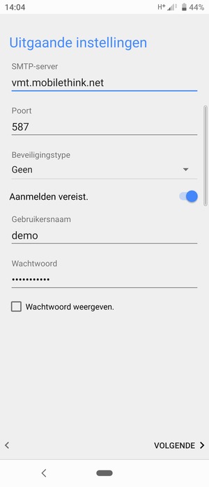 Voer Uitgaand serveradres in