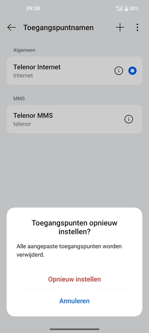 Selecteer Opnieuw instellen