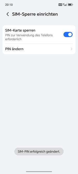 Ihre SIM-PIN wurde geändert
