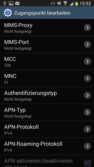 Scrollen Sie nach unten und geben Sie Ihre Internetinformationen ein