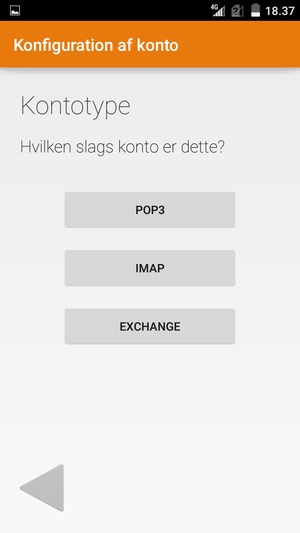 Vælg POP3 eller IMAP