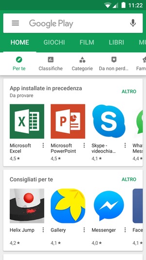 Seleziona la barra di ricerca