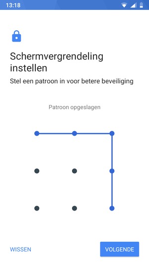 Teken een ontgrendelingspatroon en selecteer VOLGENDE