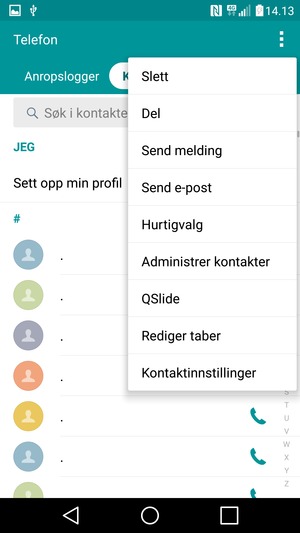 Velg Administrer kontakter