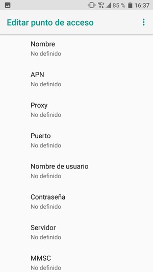 Introduzca la información de MMS