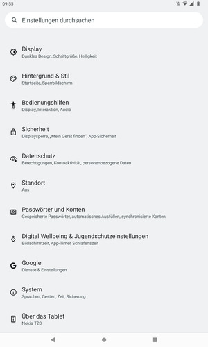 Scrollen Sie und wählen Sie System