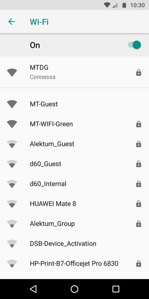 Ora sei connesso alla rete Wi-Fi