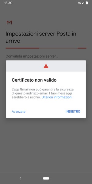 Seleziona INDIETRO